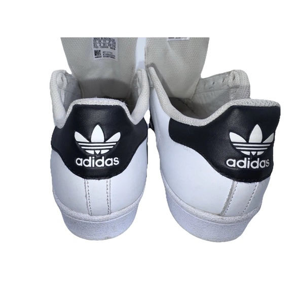 Adidas Superstar Classic White Black Stripe Sneakers - Size 3.5 Women's No Laces - Picture 7 of 9